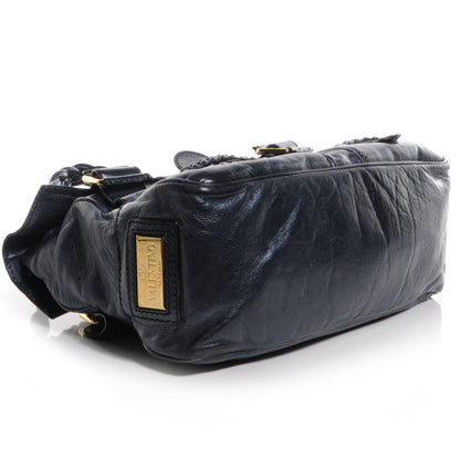 Valentino Garavani Leather Large Histoire Metallic Blue 4 of 9