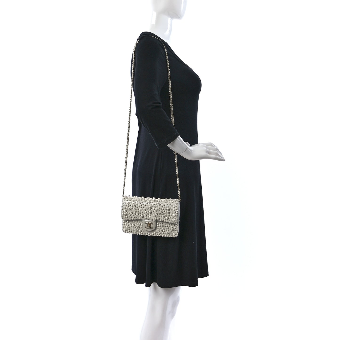 Lambskin Pearls Flap White