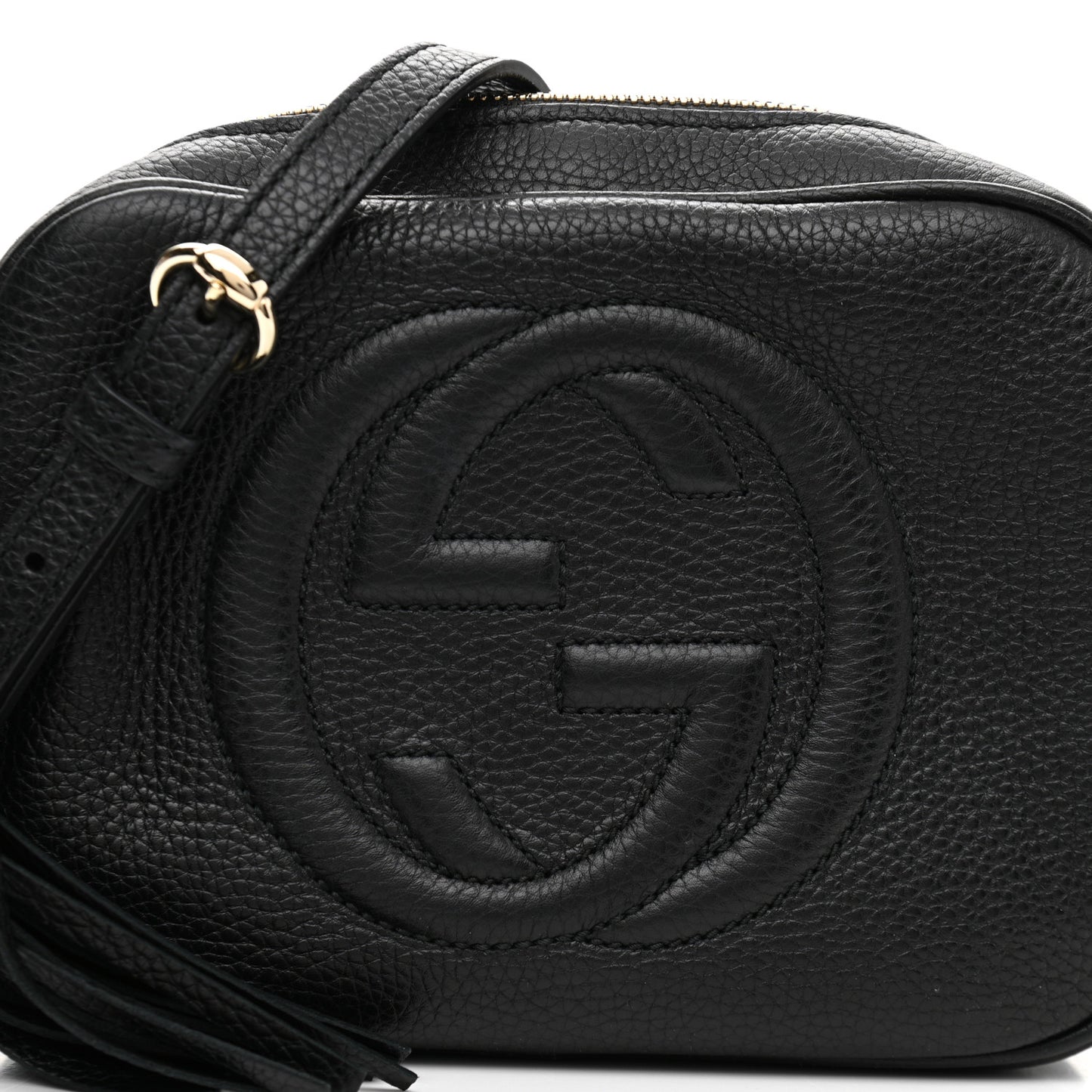 Pebbled Calfskin Small Soho Disco Bag Black