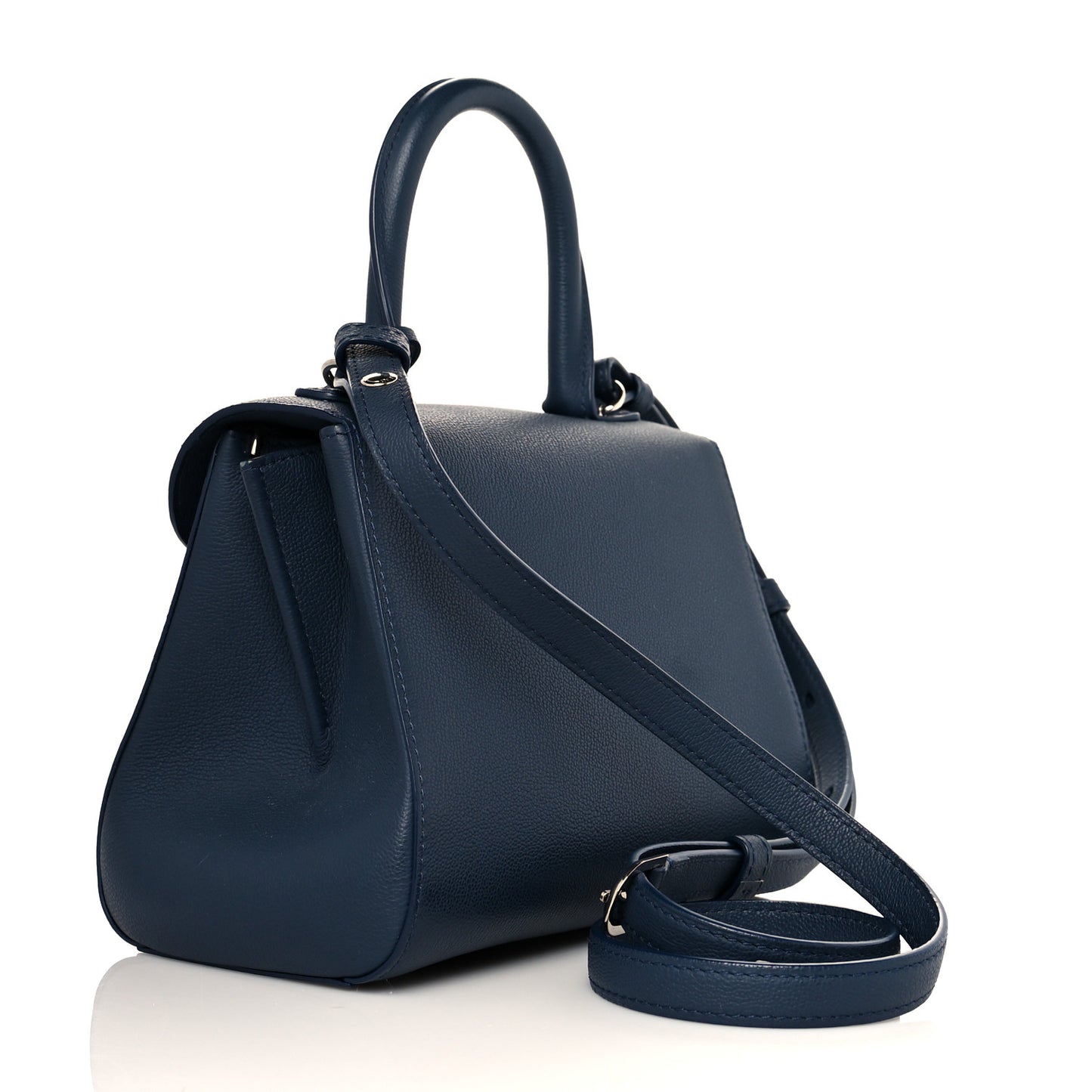 Grained Calfskin Mini Brillant Satchel Navy