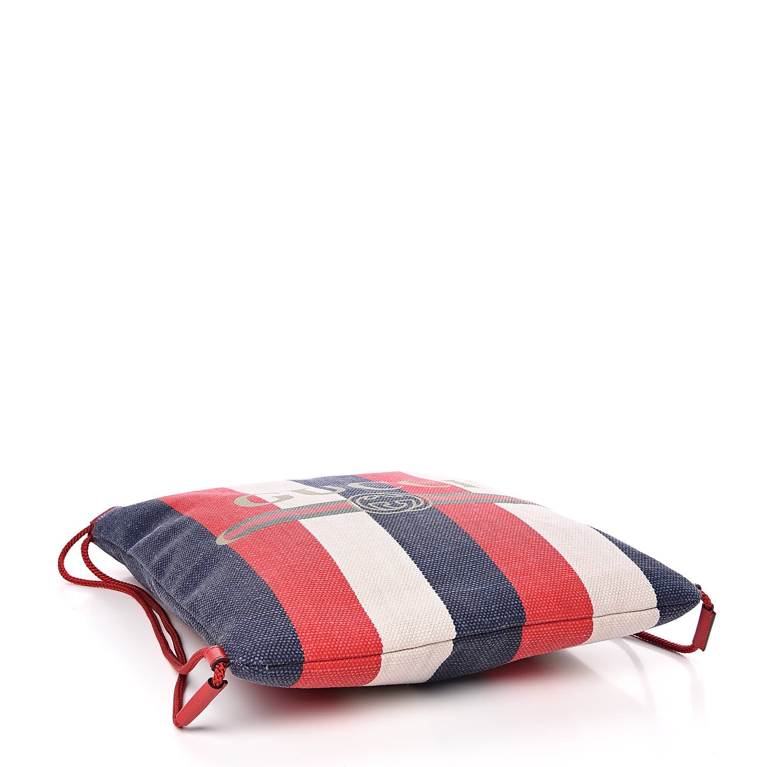 Gucci Canvas Logo Sylvie Stripe Drawstring Backpack Red 4 of 10