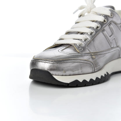 Hermes Metallic Nappa Womens Trail Sneakers 37 Gris Argente 17 of 22