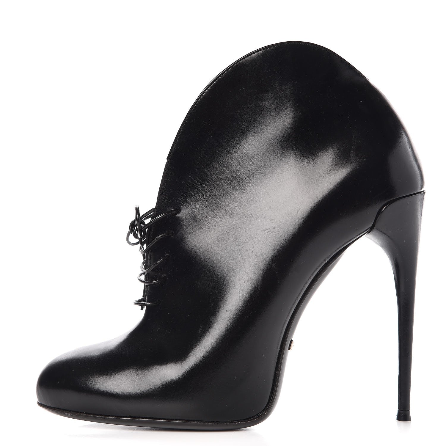 Gucci Regent Calfskin Kim Lace Up Ankle Boots 37 Black 1 of 11
