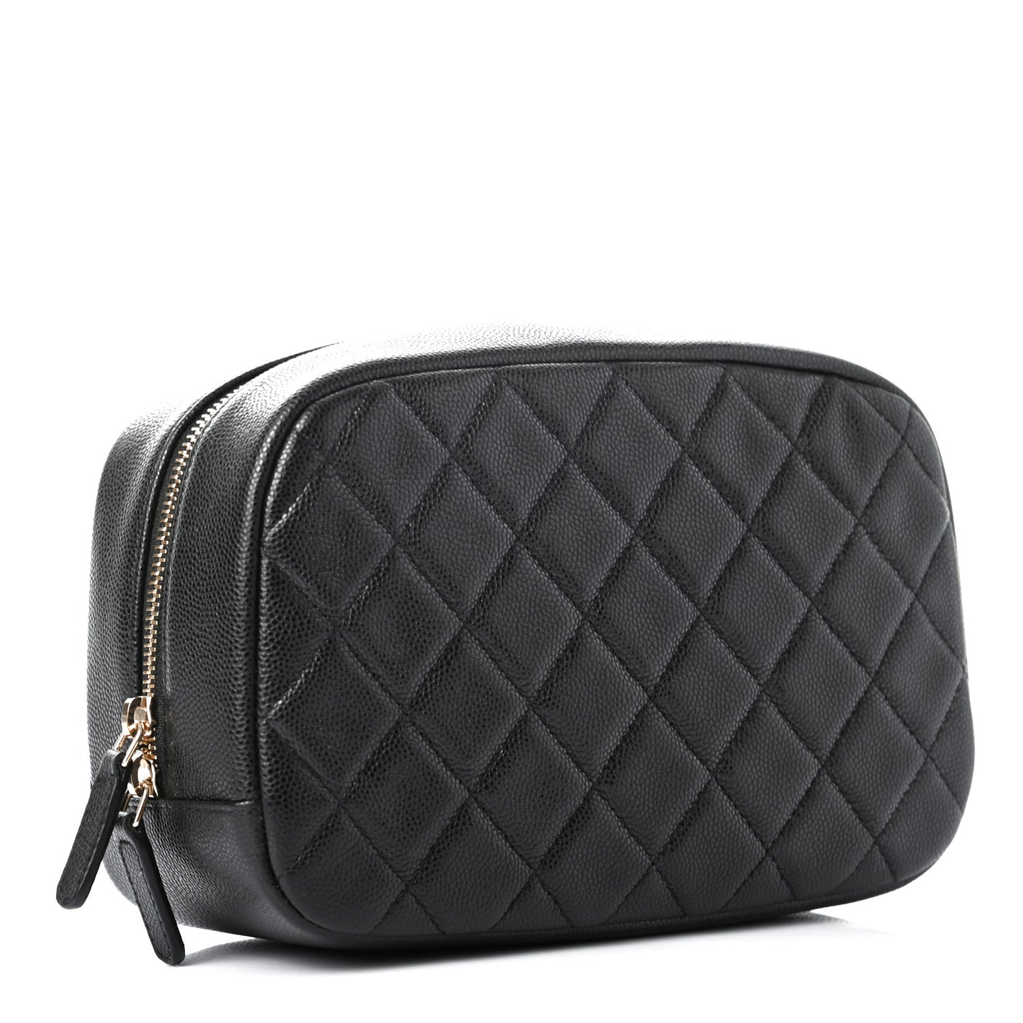 Caviar Quilted Curvy Pouch Cosmetic Case Black