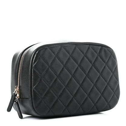 Chanel Caviar Quilted Curvy Pouch Cosmetic Case Black 3 of 8