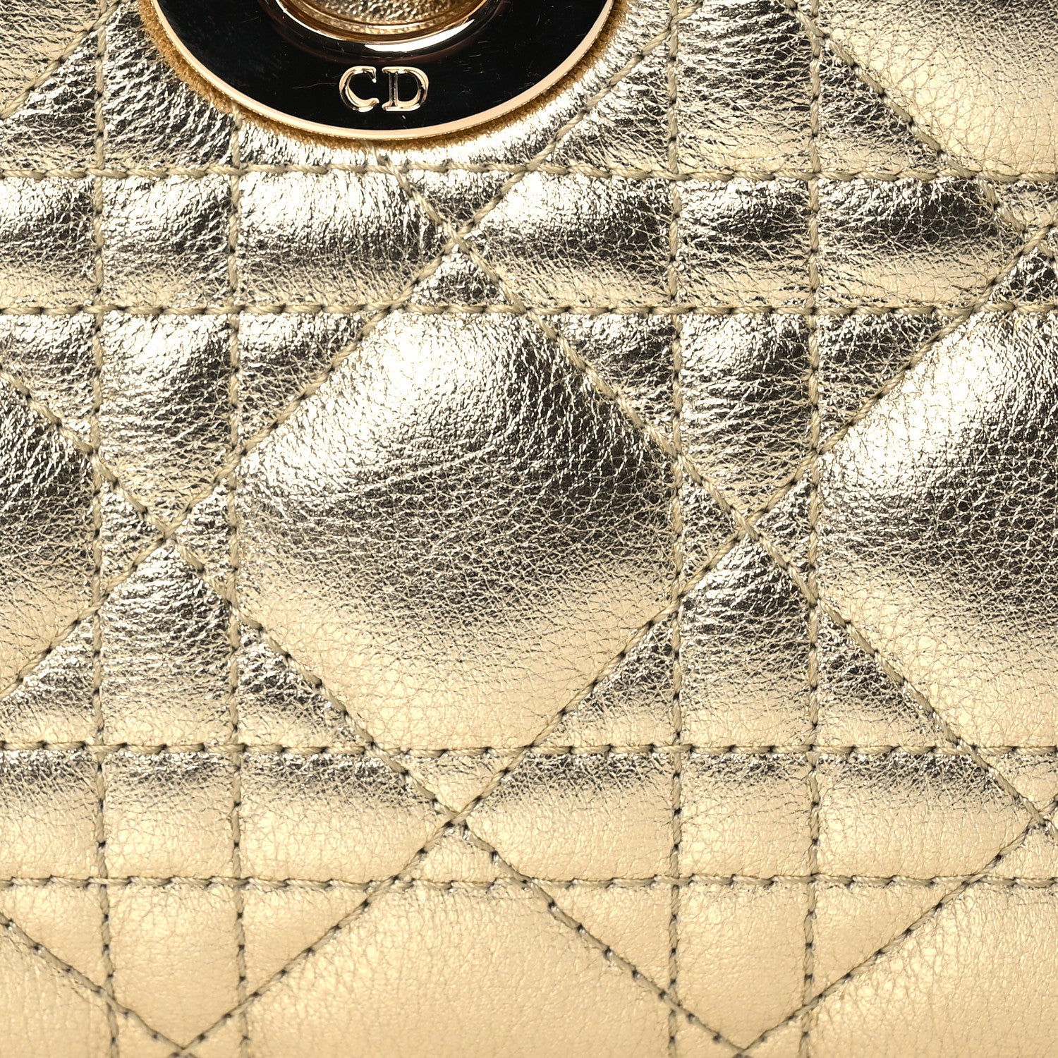 Christian Dior Metallic Lambskin Cannage Small Lady D-Joy Gold 8 of 13
