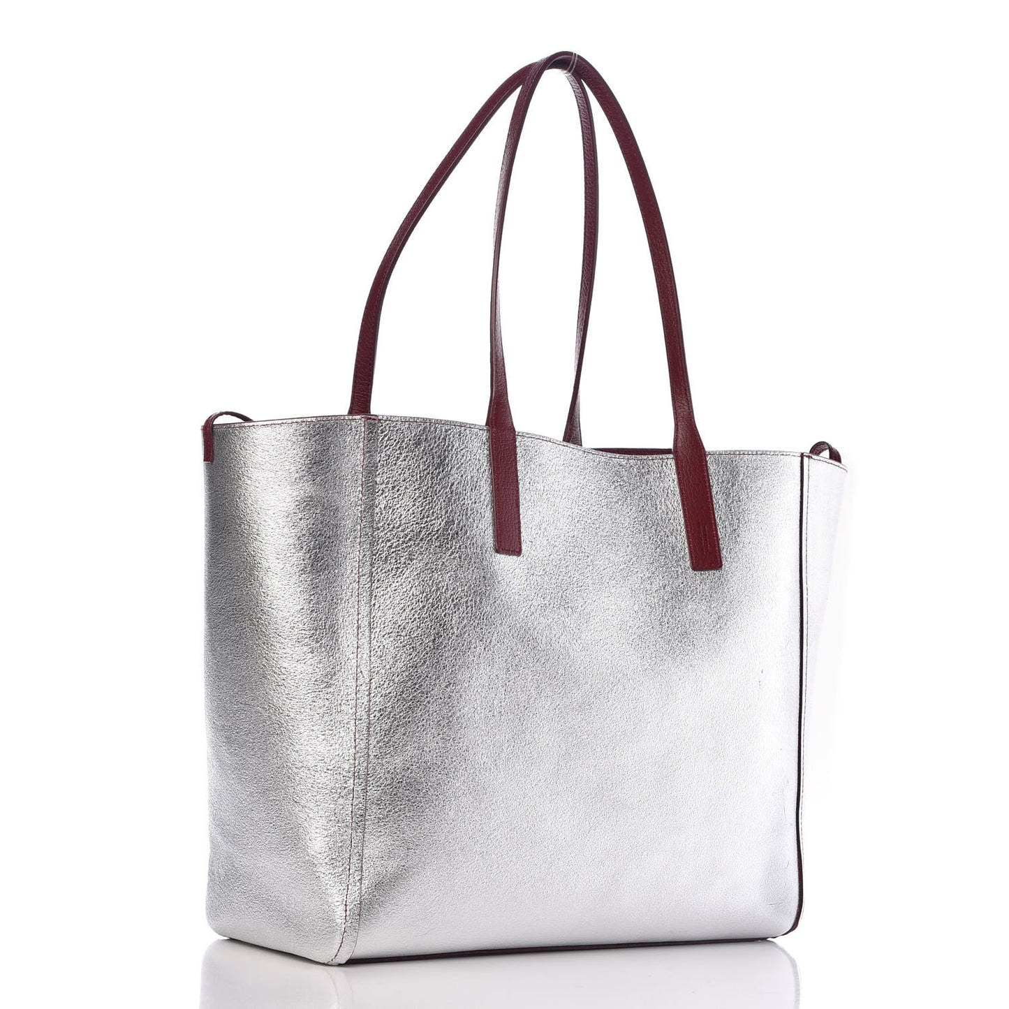 Grained Calfskin Medium Reversible Wandel Tote Ruby Tan