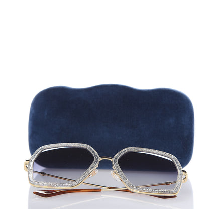 Gucci Glitter Acetate Oversize Square Frame Sunglasses GG0106S Gold 9 of 9