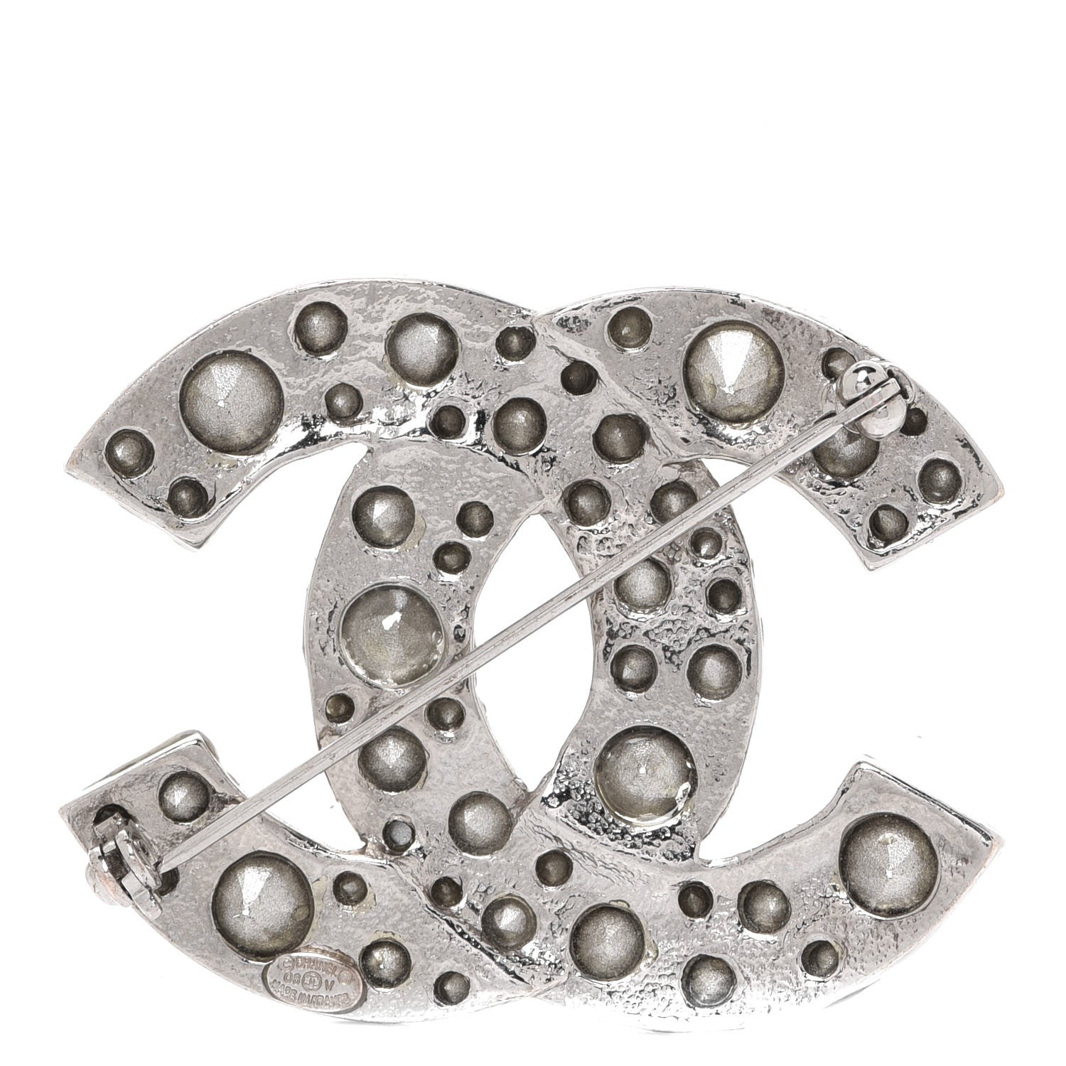 Chanel Crystal CC Brooch Silver 3 of 4