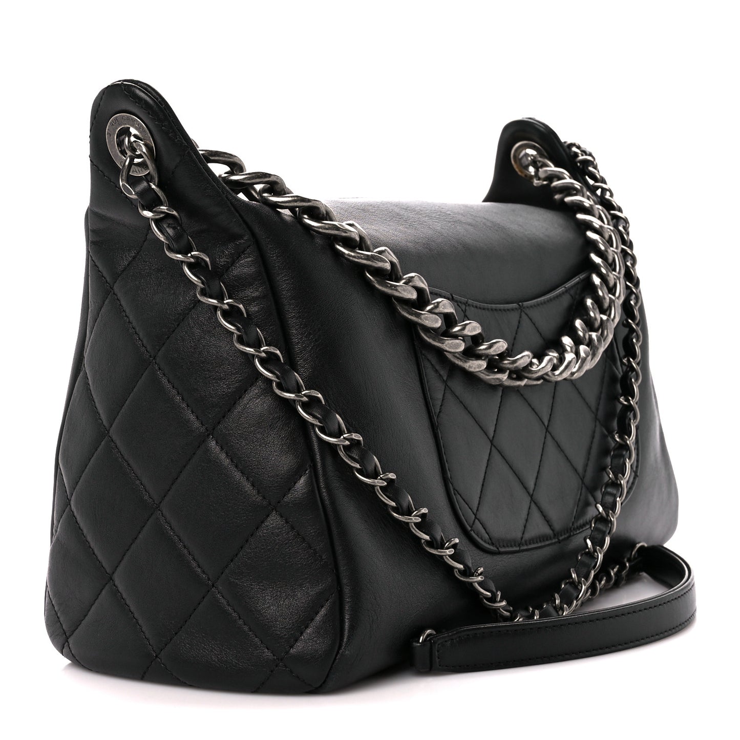 Calfskin Chain 20s Signature Hobo Black
