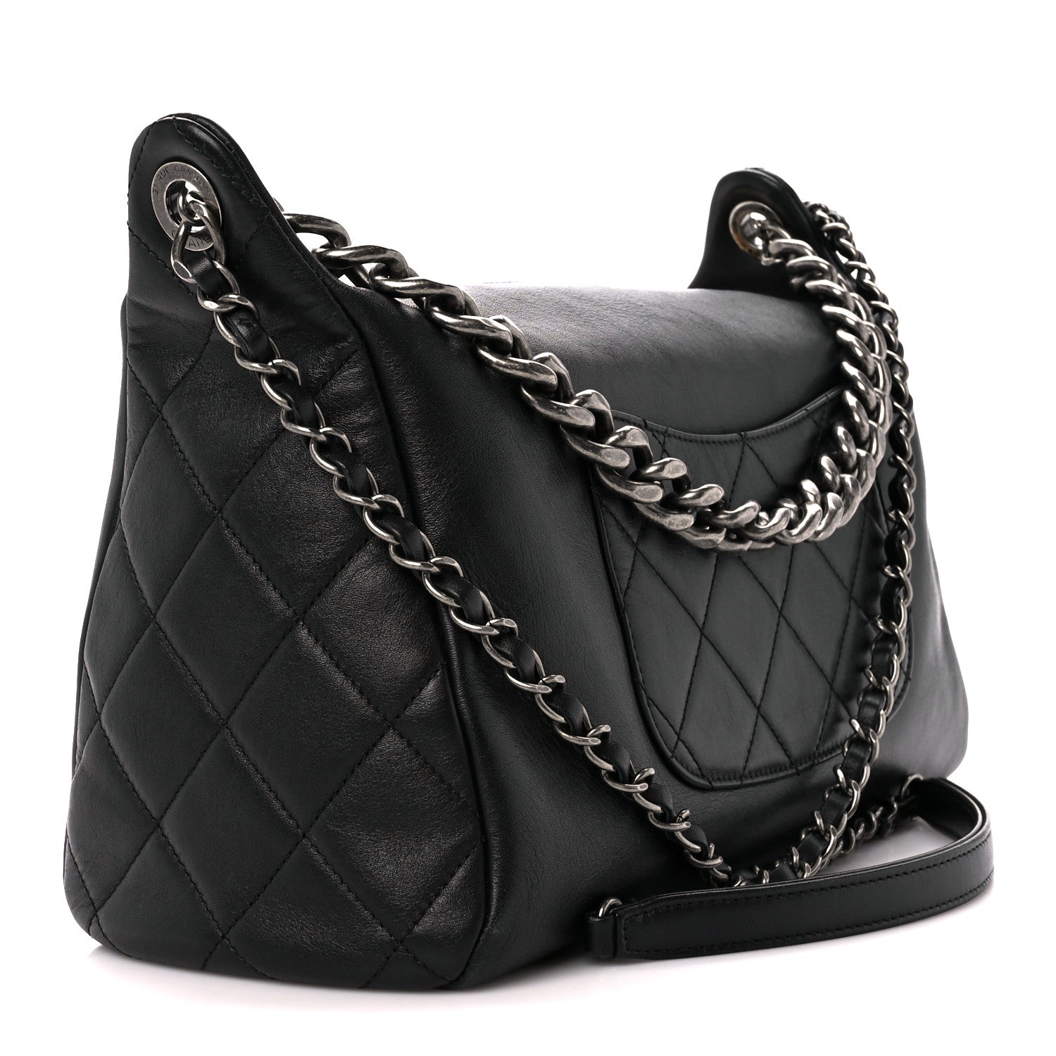 Chanel Calfskin Chain 20s Signature Hobo Black 3 of 12