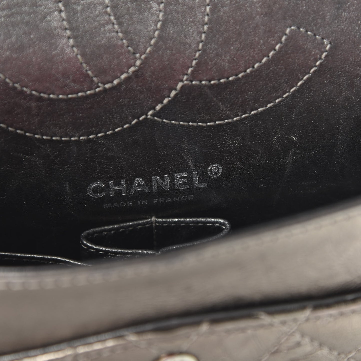 Metallic Aged Calfskin 2.55 Reissue 225 Flap Dark Silver