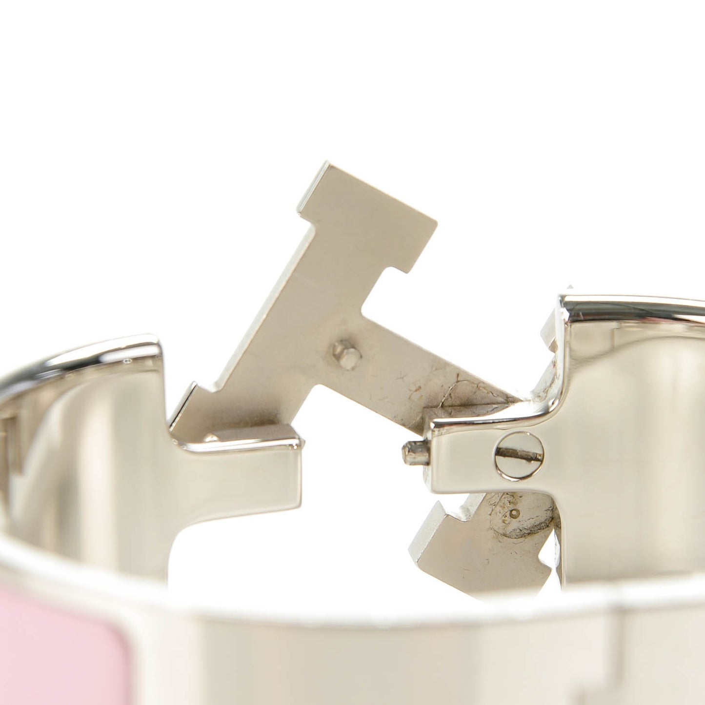 Enamel Wide Clic Clac H Bracelet PM Rose Poudre