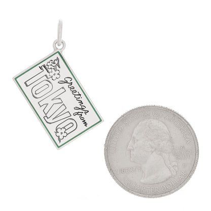 Tiffany Sterling Silver Enamel Tokyo Postcard Charm Blue 2 of 5