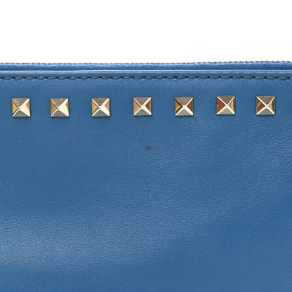 Valentino Garavani Vitello Large Rockstud Zip Wristlet Pouch Blu Delft 12 of 13