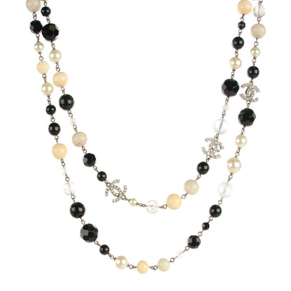 Chanel Pearl Crystal CC Beaded Long Necklace 1 of 6