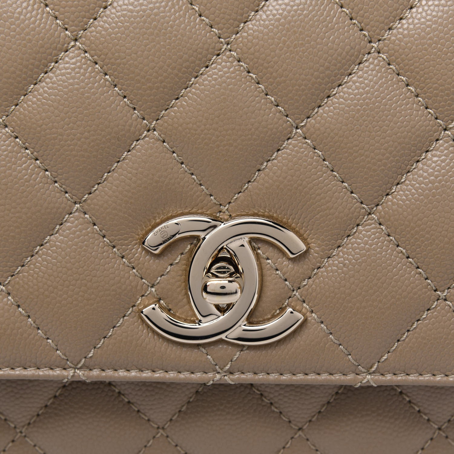 Chanel Caviar Lizard Embossed Quilted Small Coco Handle Flap Dark Beige 5 of 5