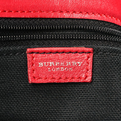 Burberry Grainy Calfskin House Check Horn Toggle Tote Red 9 of 15
