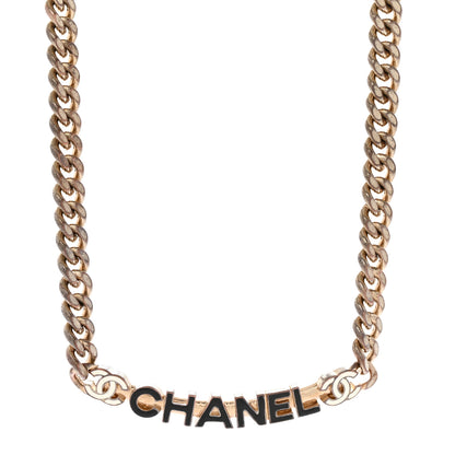 Chanel Metal Enamel Chain CC Choker Gold White 1 of 6