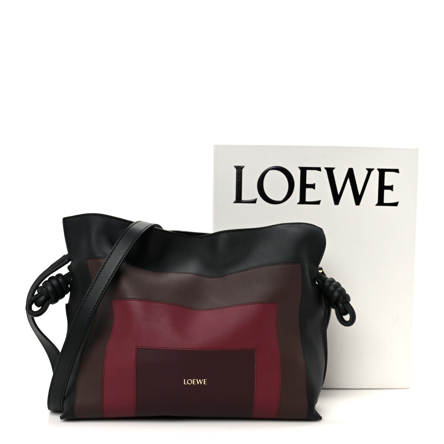 Loewe x Albers Nappa Calfskin Medium Flamenco Clutch Black Burgundy 11 of 11
