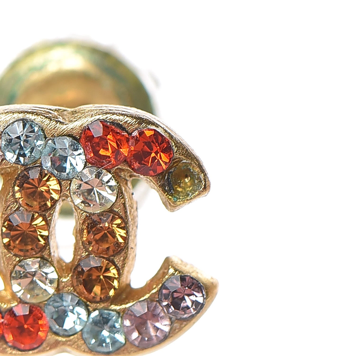 Chanel Crystal CC Earrings Gold Multicolor 4 of 6