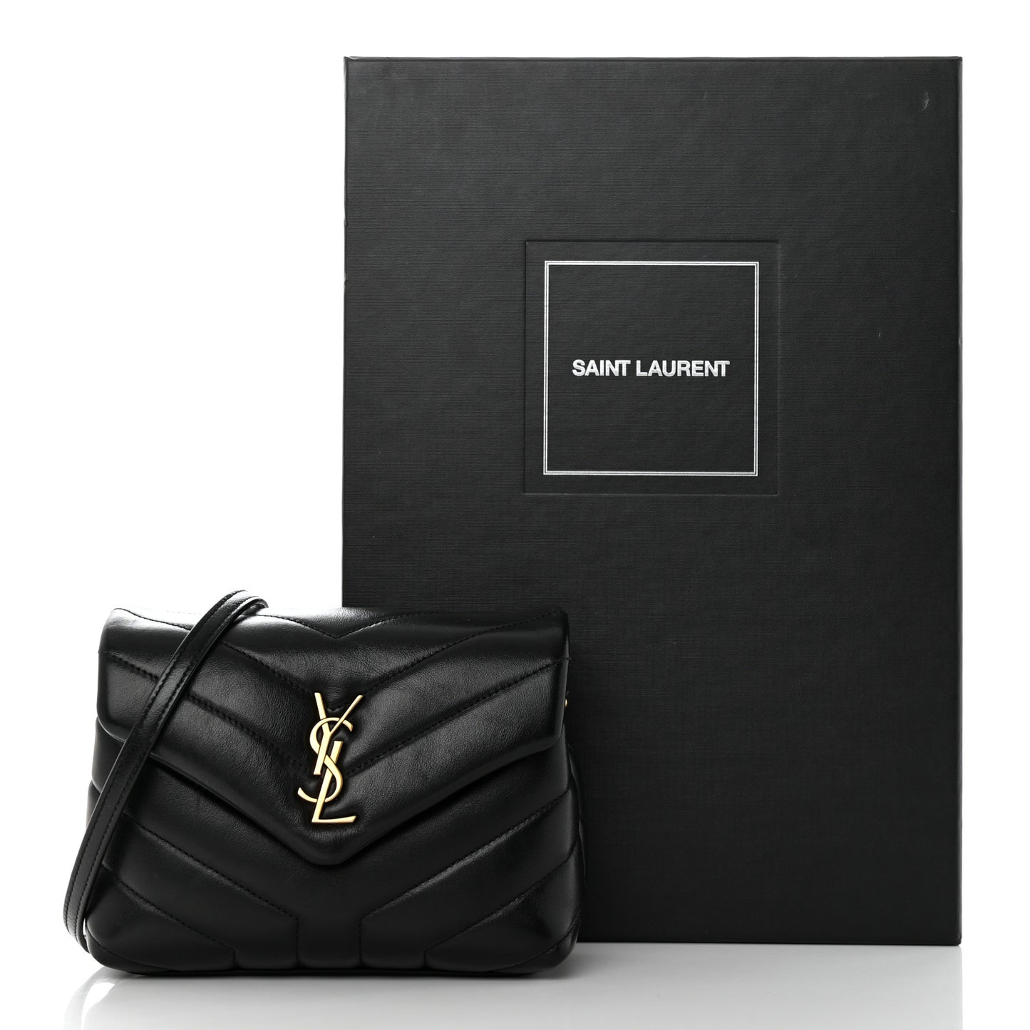 Calfskin Y Quilted Monogram Toy Loulou Crossbody Bag Black