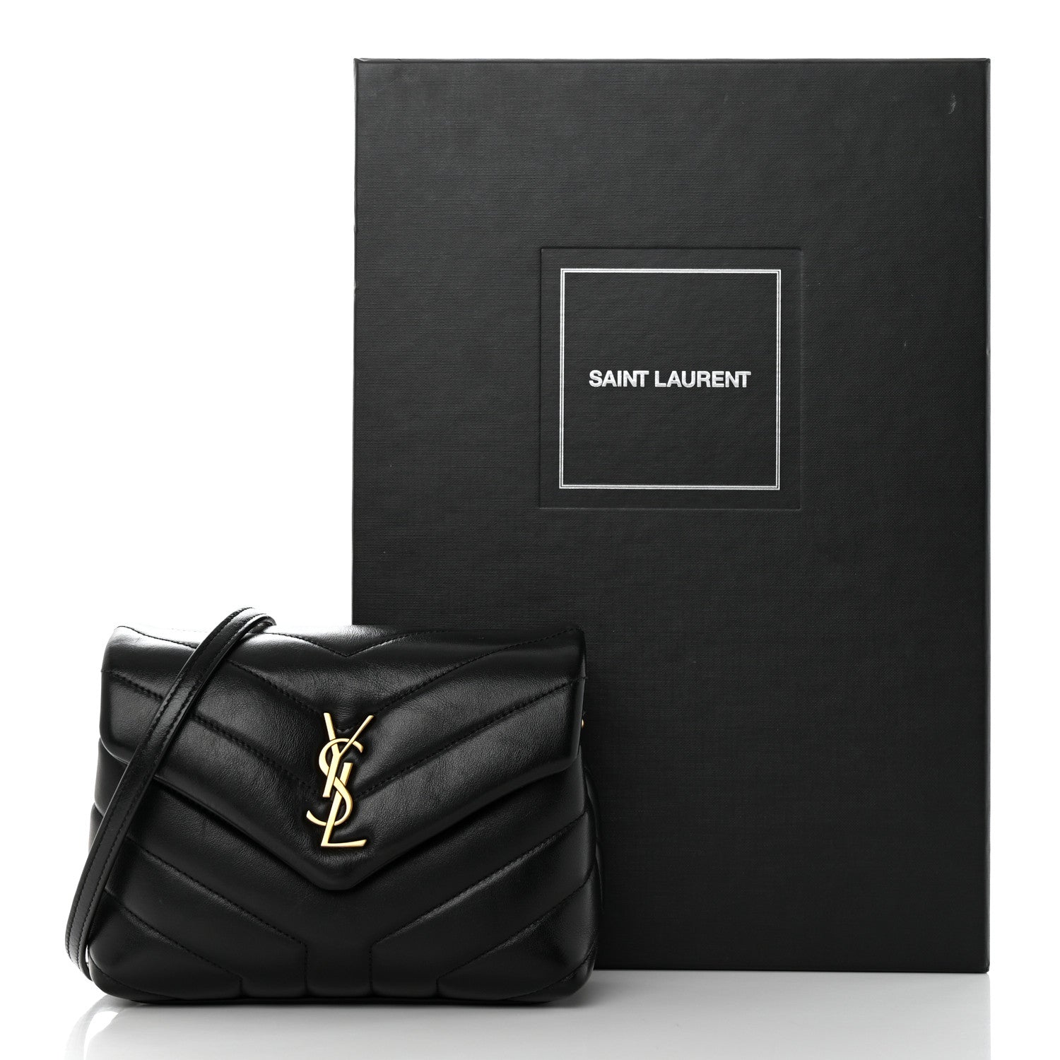 Saint Laurent Calfskin Y Quilted Monogram Toy Loulou Crossbody Bag Black 19 of 19