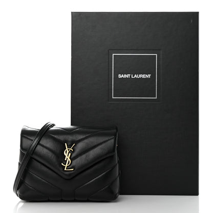 Saint Laurent Calfskin Y Quilted Monogram Toy Loulou Crossbody Bag Black 19 of 19