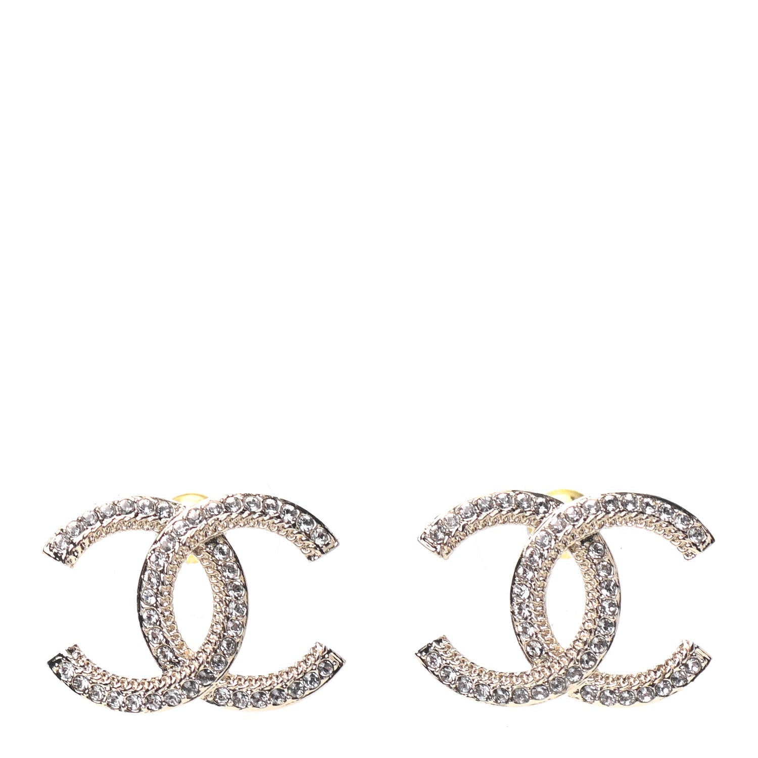Chanel Crystal CC Earrings Gold 1 of 4