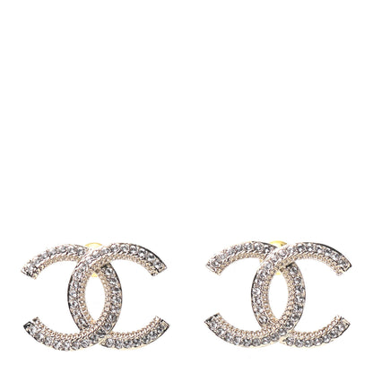 Chanel Crystal CC Earrings Gold 1 of 4