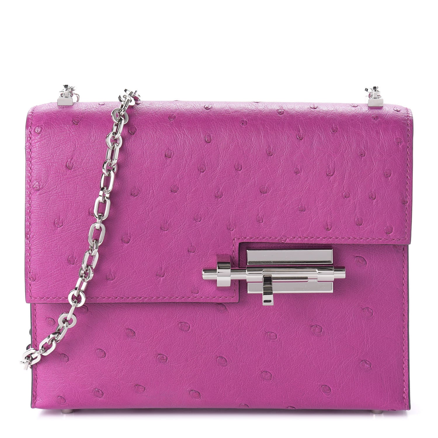 Hermes Ostrich Mini Verrou Chaine Bag Rose Pourpre 1 of 10