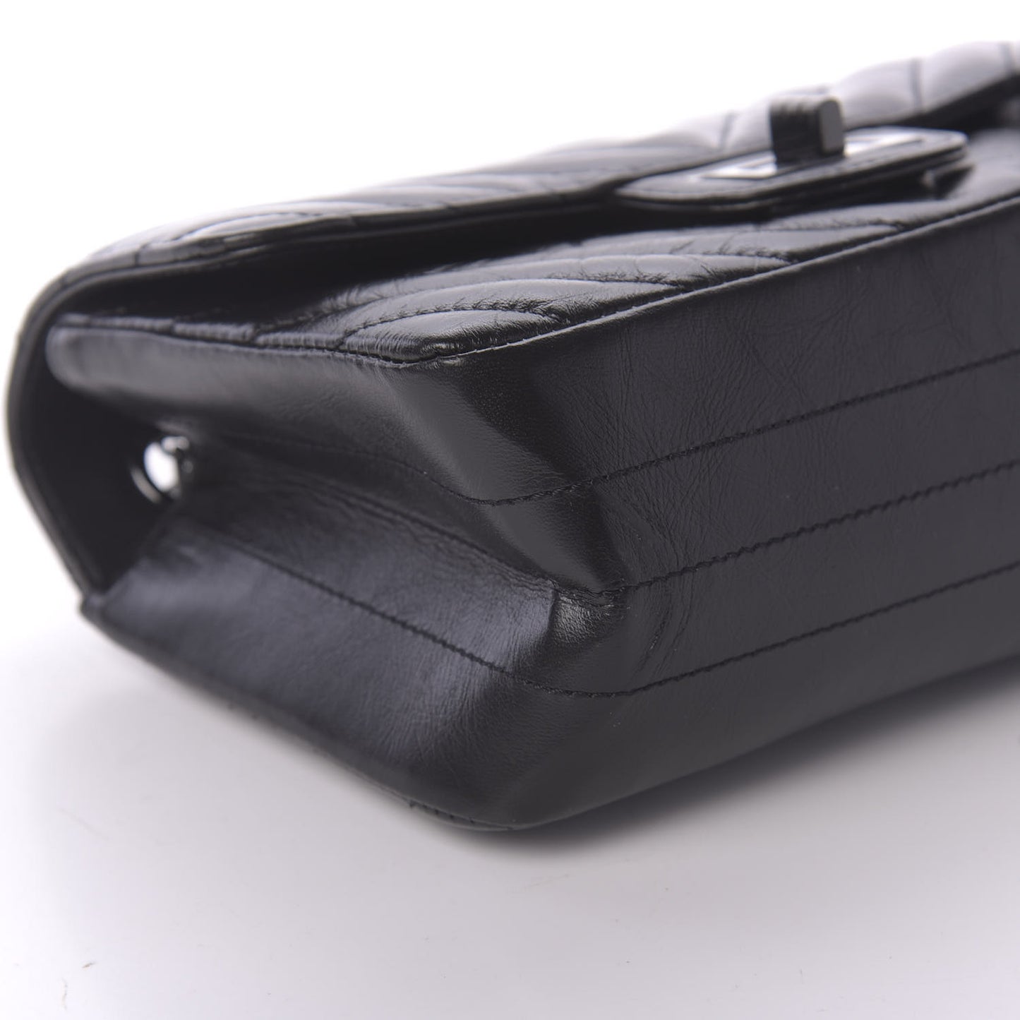 Aged Calfskin Chevron Quilted 2.55 Reissue Mini Flap So Black