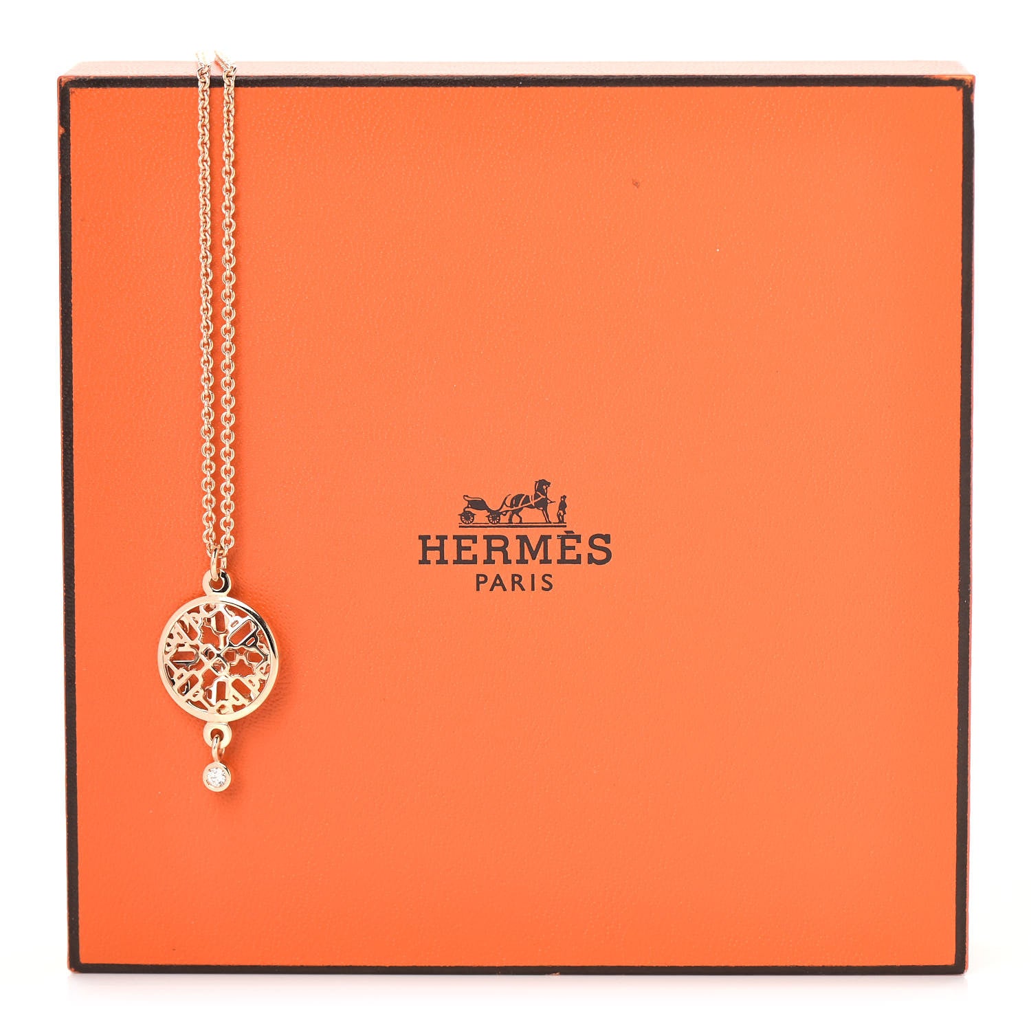 Hermes 18K Rose Gold Diamond Chaine D'Ancre Passerelle Pendant Necklace 6 of 6