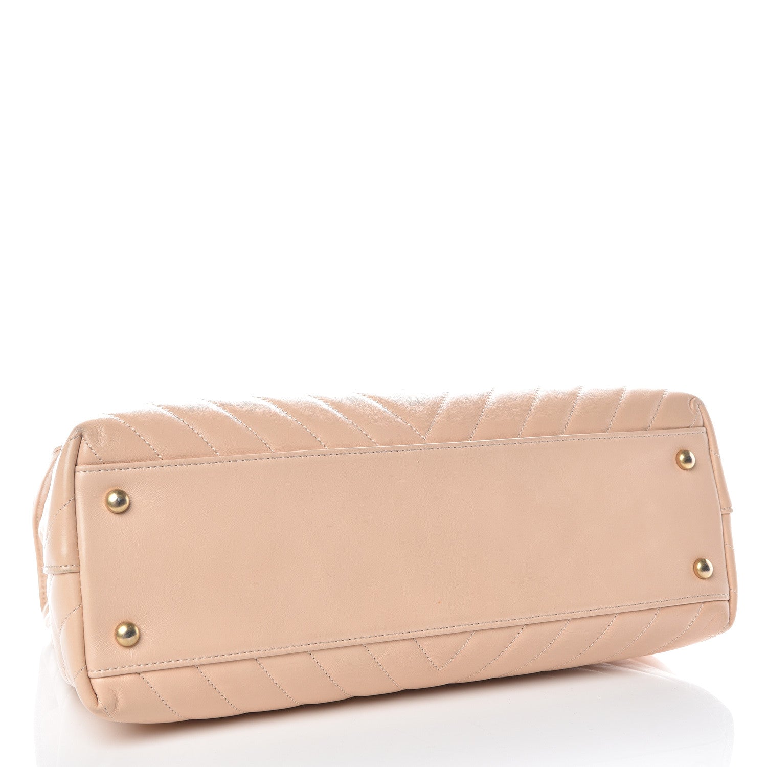 Chanel Calfskin Chevron Quilted Large Coco Handle Flap Light Beige 4 of 13