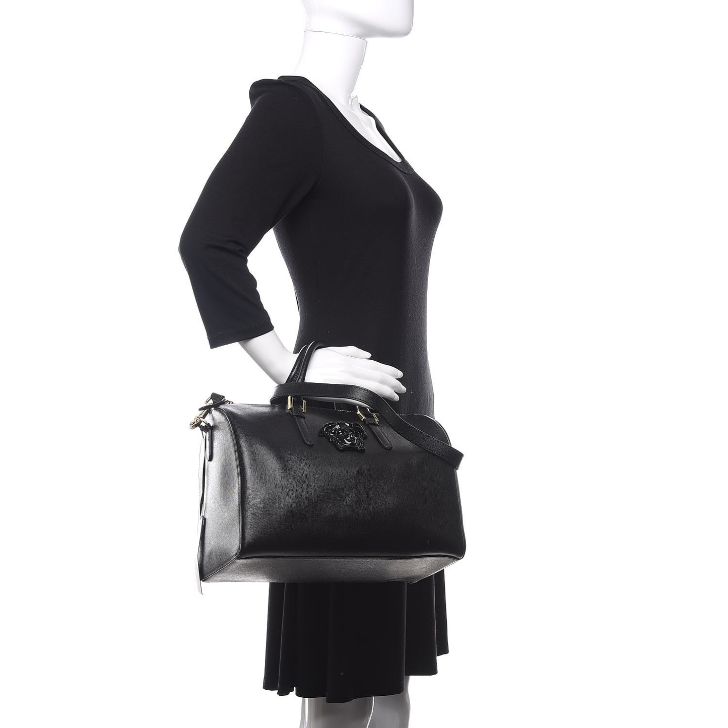 Saffiano Calfskin Palazzo Duffle Bag Black