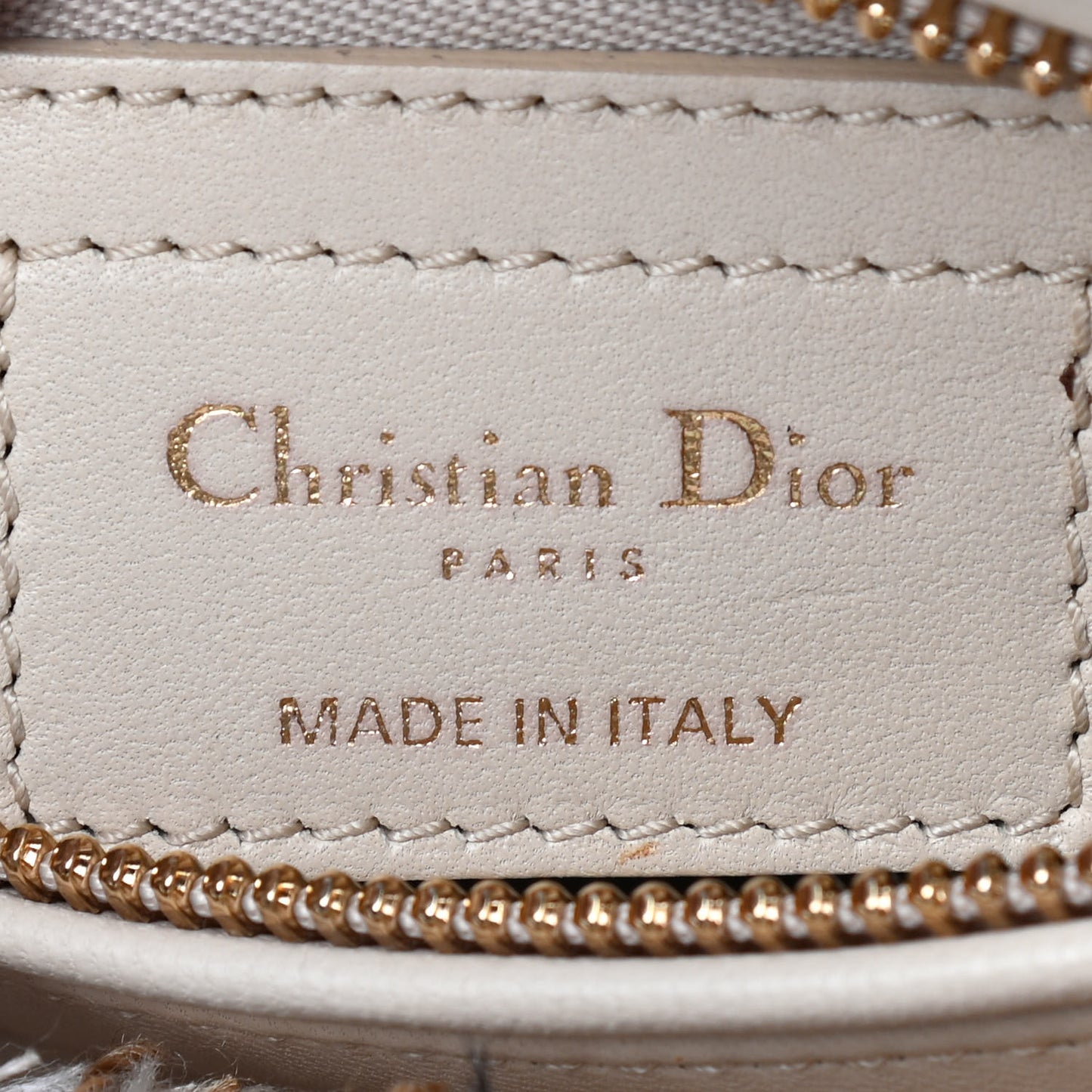 Tweed Crystal Fringe Medium Lady Dior Beige