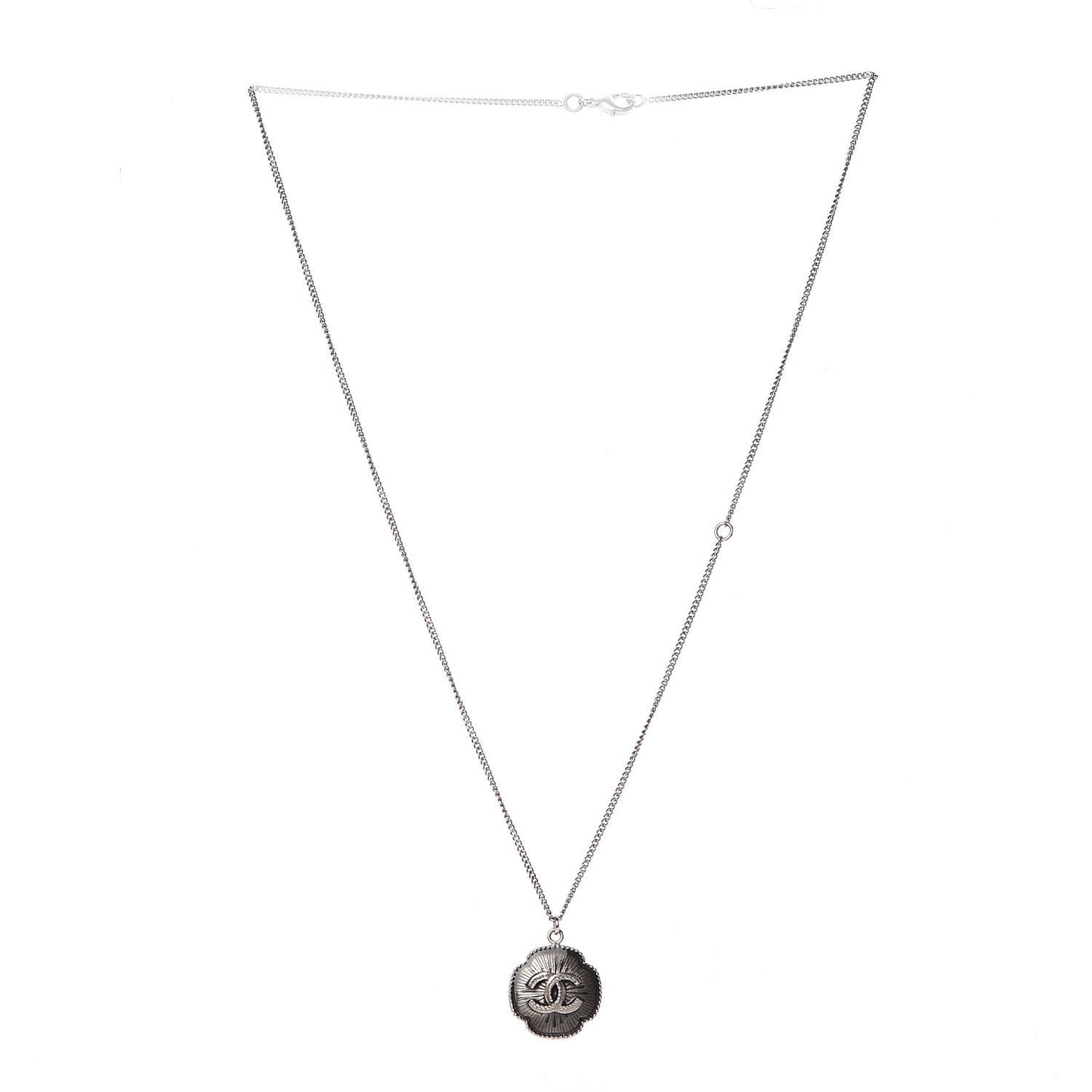 CC Medallion Necklace Silver