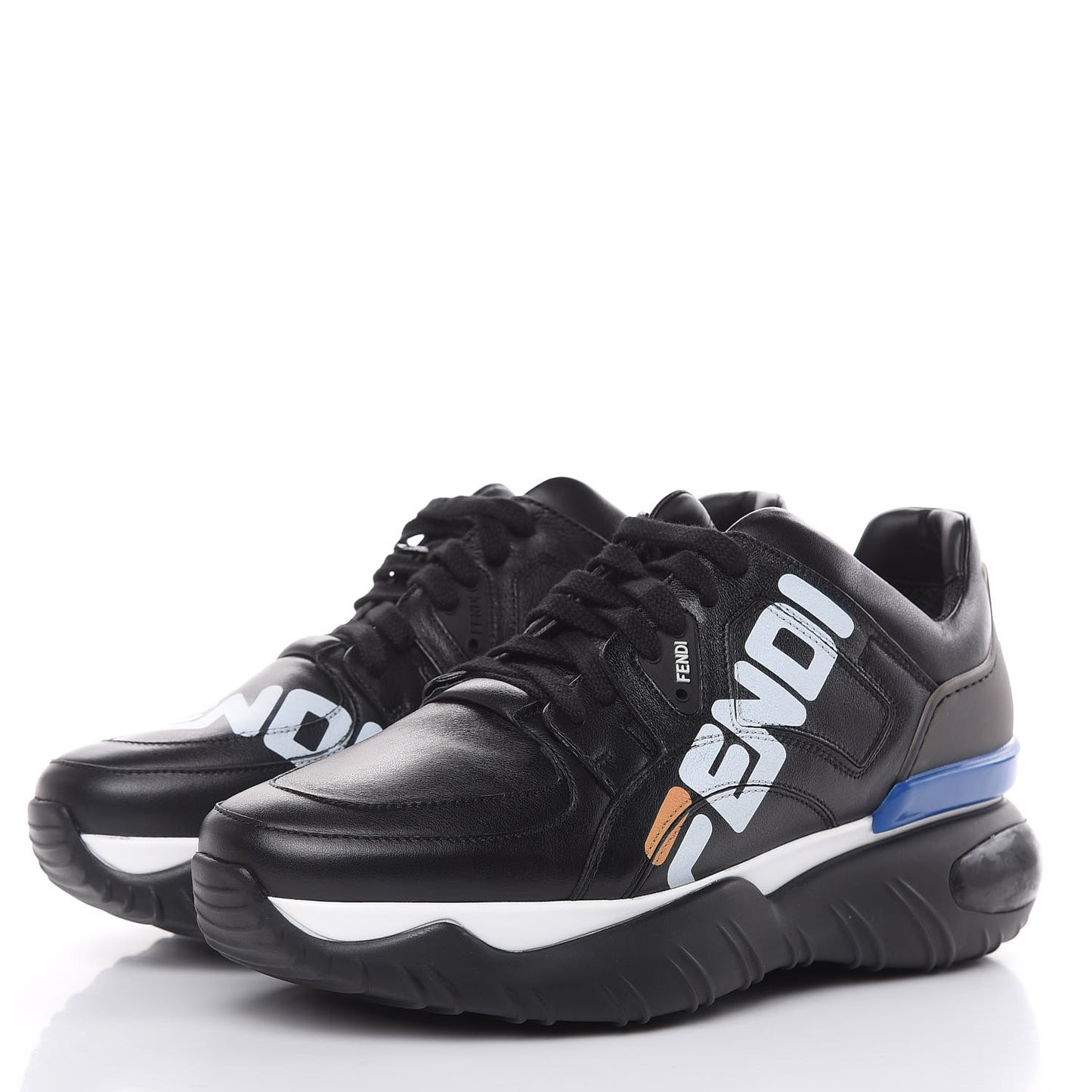 X FILA Vitello Mania Painted Mens Chunky Sneakers 8 Black Zucca White Ice