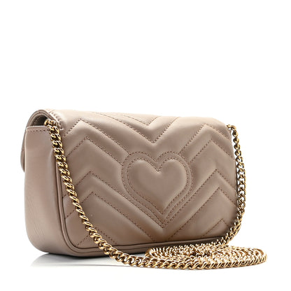 Gucci Calfskin Matelasse Super Mini GG Marmont Shoulder Bag Porcelain Rose 3 of 9