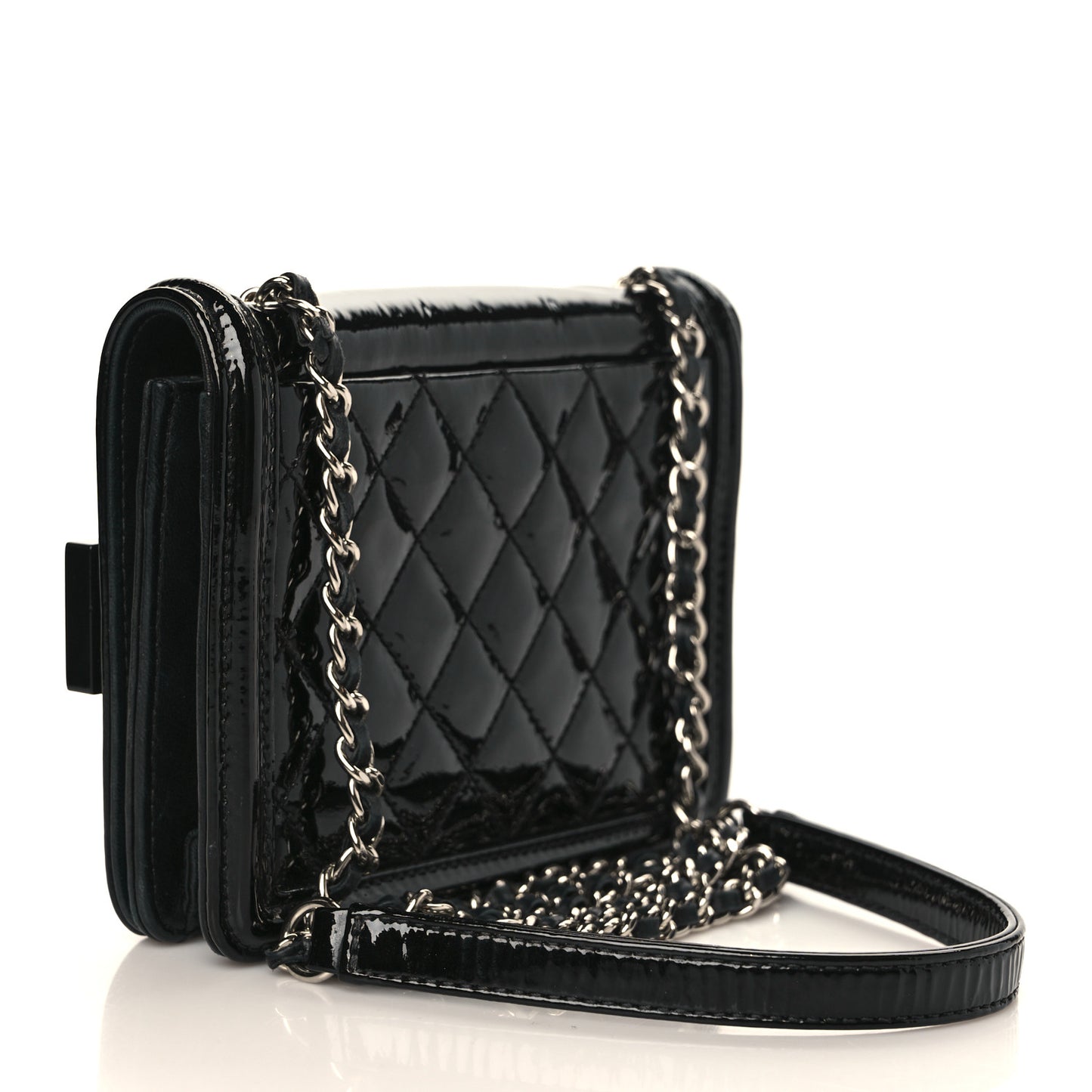 Plexiglass Patent Mini Striped Boy Brick Flap Black White