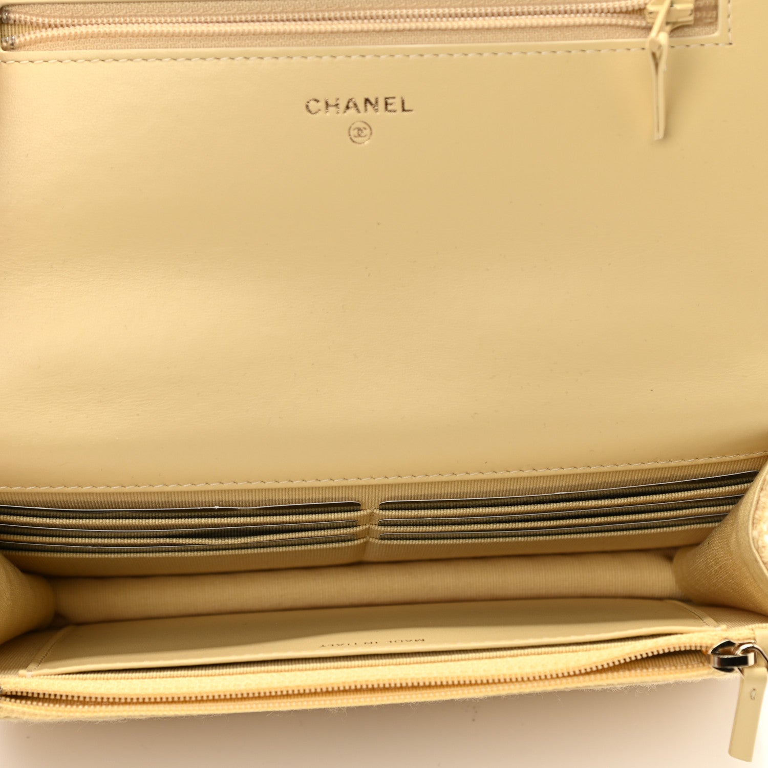 Chanel Wool Tweed Quilted Chanel 19 Wallet On Chain WOC Yellow 5 of 11