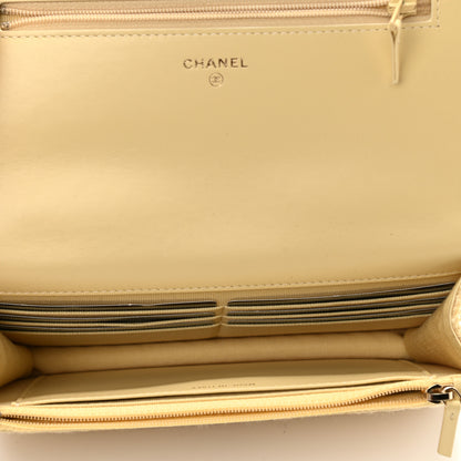 Chanel Wool Tweed Quilted Chanel 19 Wallet On Chain WOC Yellow 5 of 11