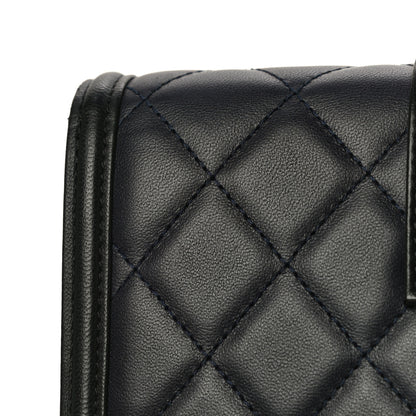 Chanel Lambskin Quilted Elegant CC Wallet On Chain WOC Navy Black 15 of 15
