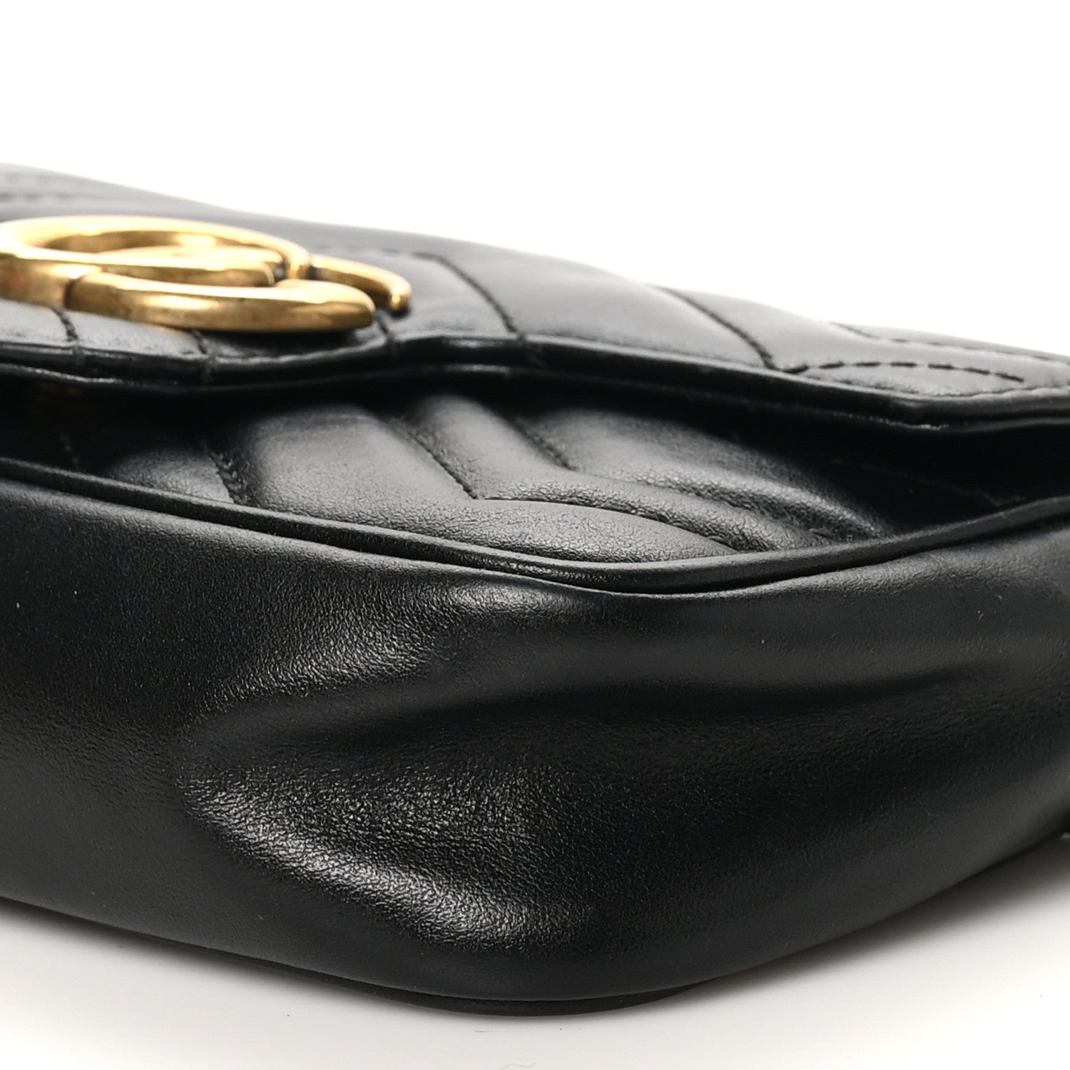 Gucci Calfskin Matelasse Super Mini GG Marmont Shoulder Bag Black 10 of 10