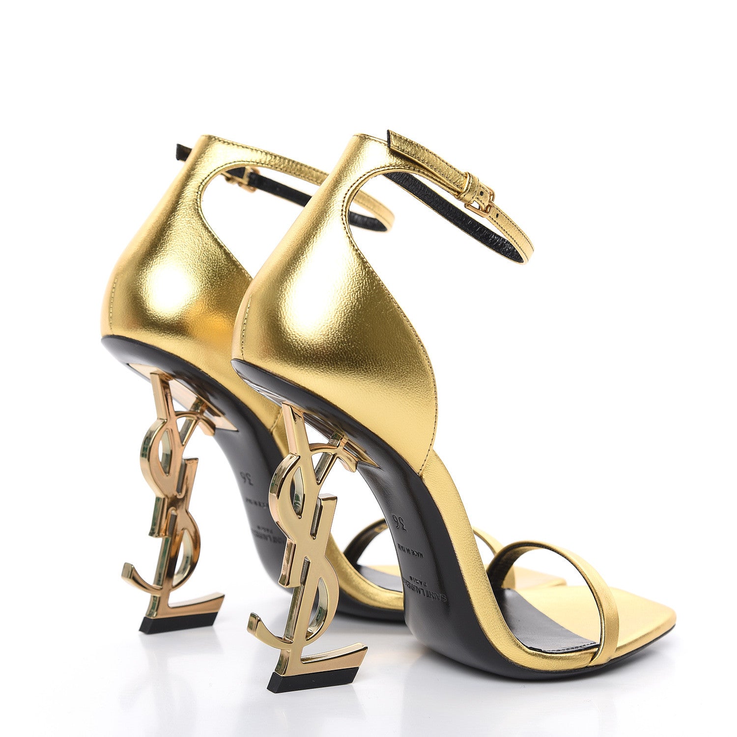 Saint Laurent Metallic Lambskin Opyum 110 Sandals 36 Oro 4 of 9