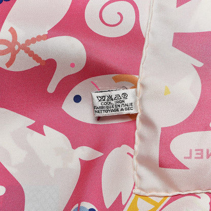 Chanel Silk CC Logo Animal Scarf Pink 3 of 4