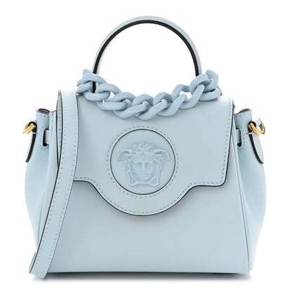 Versace Grained Calfskin Small La Medusa Top Handle Bag Light Blue 1 of 10