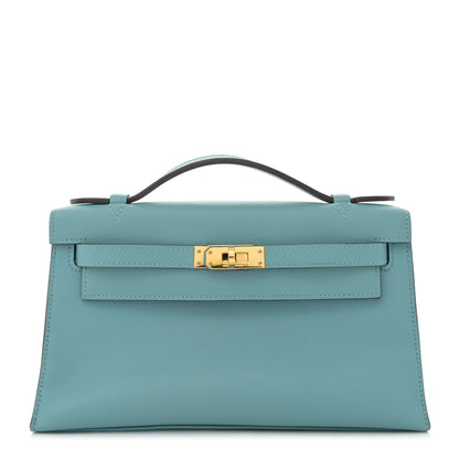Hermes Swift Kelly Pochette Clutch Bleu Saint Cyr 1 of 13