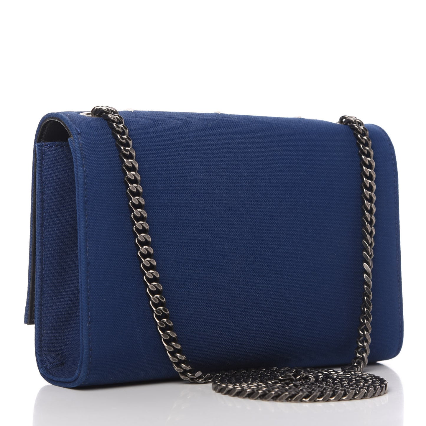 Canvas Embroidered Stars Small Monogram Kate Satchel Blue Bianco