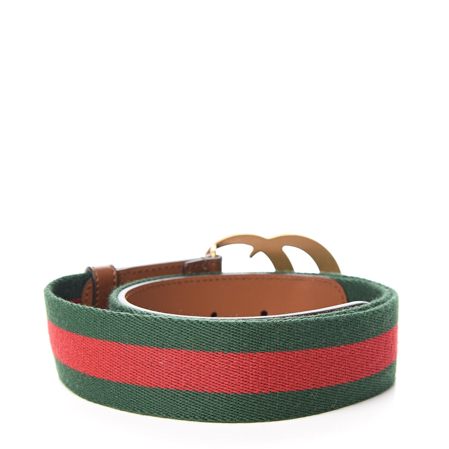 Nylon Calfskin Double G Web Belt 85 34 Brown